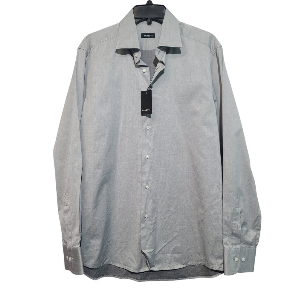 Zanetti Men's Gray Dress Shirt Size 16 ZBLDS16479 NWT
